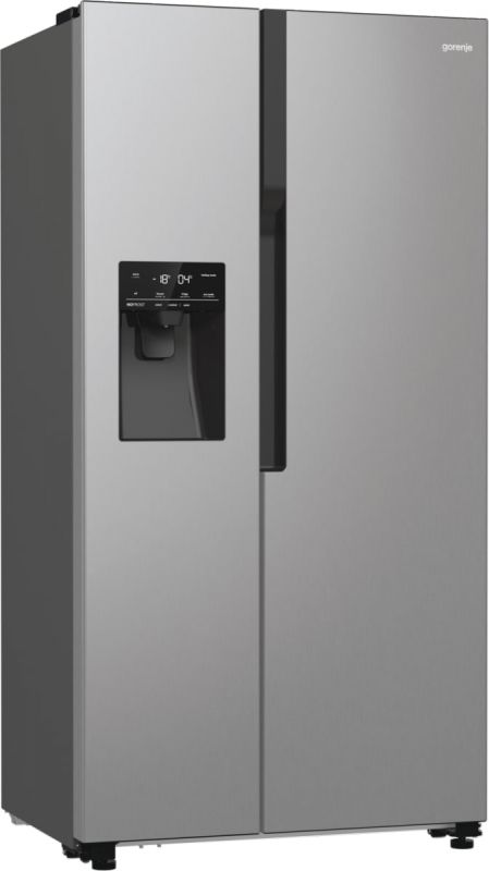 Холодильник SBS Gorenje, 179х70х92см, 2 двері, 376(190)л, А++, NF+, Інв., Зона св-ті, диспенсер, генератор льоду, Зовн. Диспл, нерж