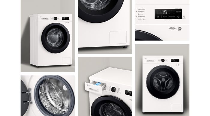 Пральна машина LG фронтальна, 6кг, 1200, A+++, 44см, дисплей, пара, інвертор, білий