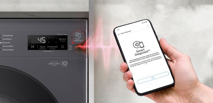 Пральна машина LG фронтальна, 9кг, 1200, A+++, 55см, дисплей, пара, інвертор, чорний