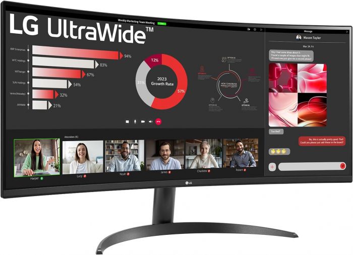 Монітор LG 34" 34WR50QK-B 2xHDMI, DP, Audio, VA, 3440x1440, 21:9, 100Hz, sRGB 99%, CURVED, FreeSync, HDR10