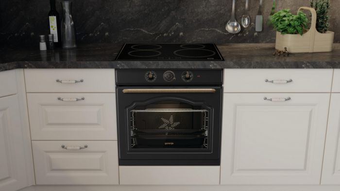 Духова шафа Gorenje електрична, 77л, A+, пара, дисплей, чорний матовий