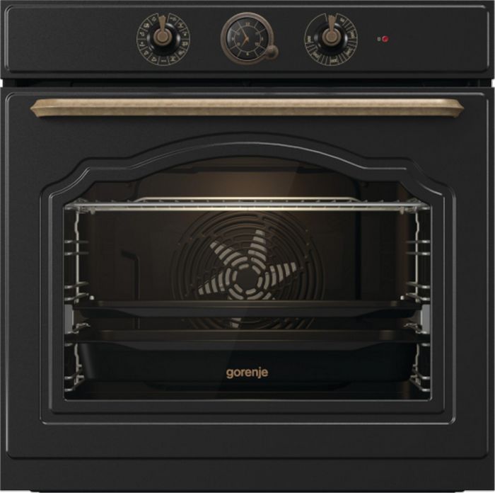 Духова шафа Gorenje електрична, 77л, A+, пара, дисплей, чорний матовий