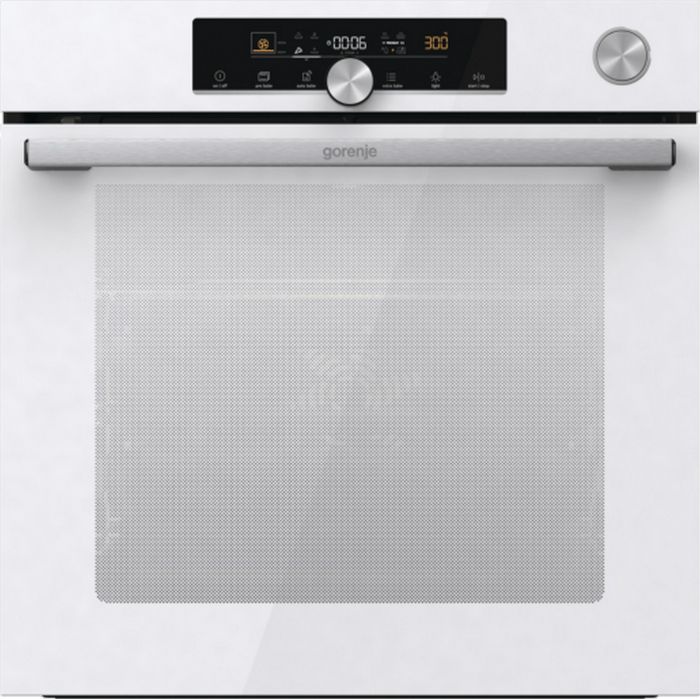 Духова шафа Gorenje електрична, 77л, A+, пара, дисплей, готування на різних рівнях, піроліз, білий