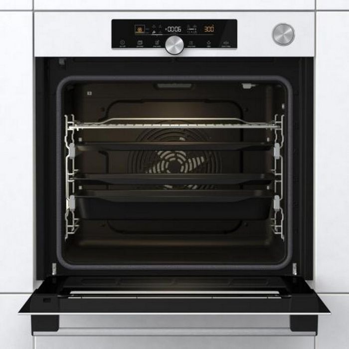 Духова шафа Gorenje електрична, 77л, A+, пара, дисплей, готування на різних рівнях, піроліз, білий