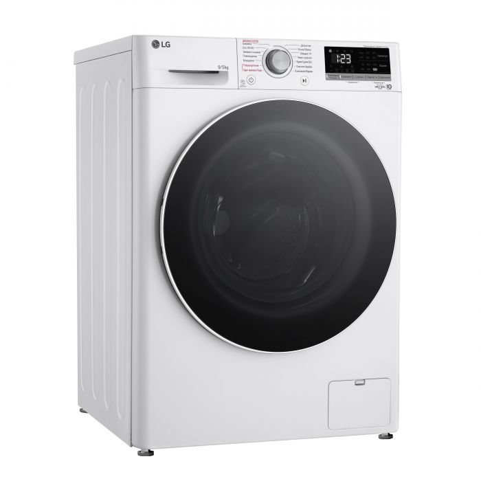 Прально-сушильна машина LG фронтальна, 9(5)кг, 1200, А, 48см, дисплей, пара, інвертор, білий