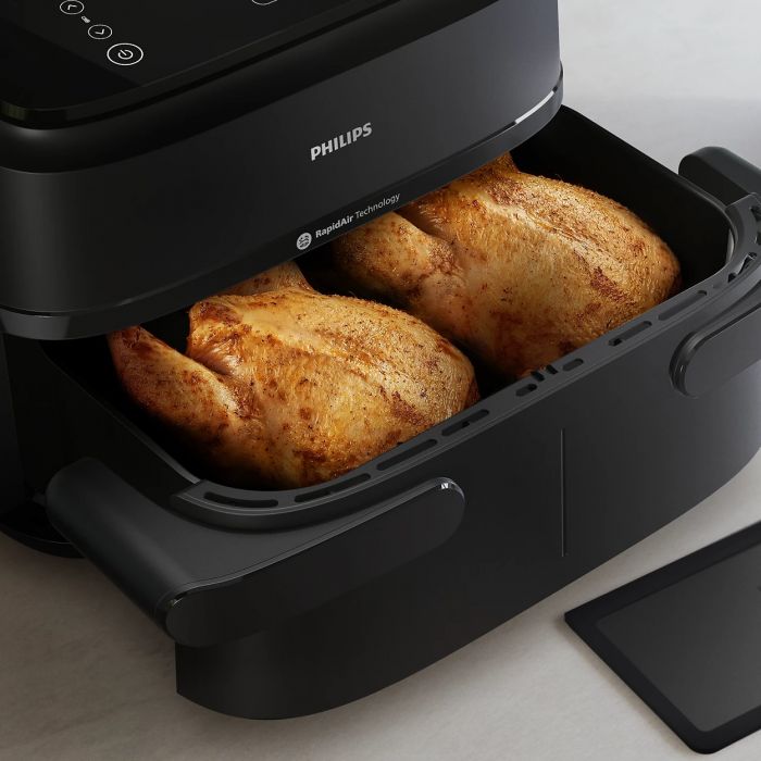 Мультипіч Philips Ovi Flex Dual 2450Вт, чаша-6+3л, сенсорне управл., 2 контейнера, 6 авто. програм, пластик, чорний
