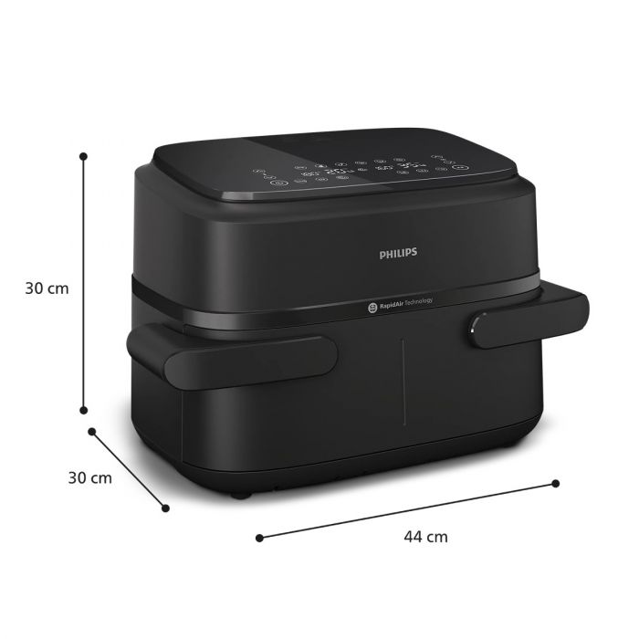 Мультипіч Philips Ovi Flex Dual 2450Вт, чаша-6+3л, сенсорне управл., 2 контейнера, 6 авто. програм, пластик, чорний