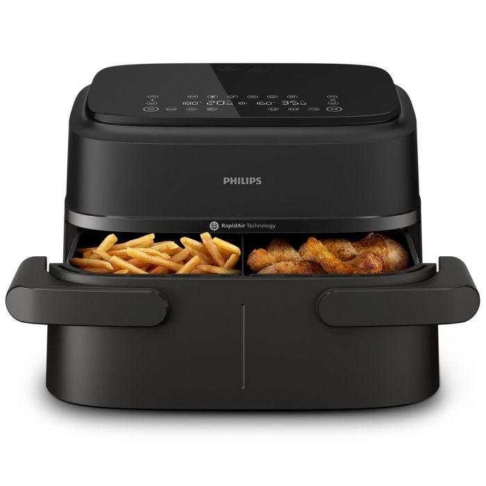Мультипіч Philips Ovi Flex Dual 2450Вт, чаша-6+3л, сенсорне управл., 2 контейнера, 6 авто. програм, пластик, чорний