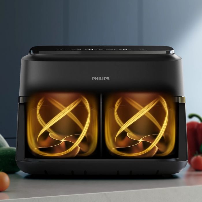 Мультипіч Philips Ovi Flex Dual 2450Вт, чаша-6+3л, сенсорне управл., 2 контейнера, 6 авто. програм, пластик, чорний