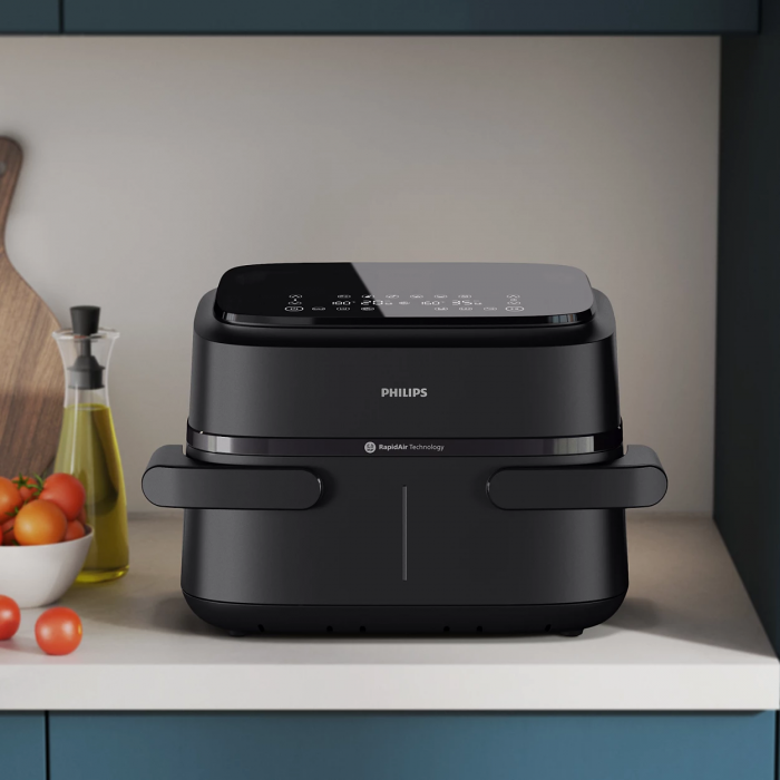 Мультипіч Philips Ovi Flex Dual 2450Вт, чаша-6+3л, сенсорне управл., 2 контейнера, 6 авто. програм, пластик, чорний