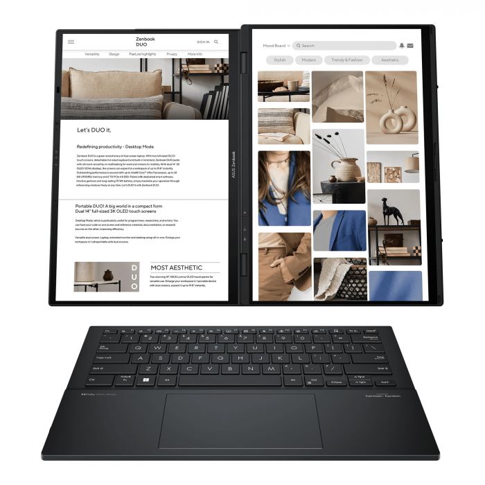 Ноутбук ASUS Zenbook Duo UX8406CA-PZ042X 14" 3K OLED, Intel Ultra 9 285H, 32GB, F2TB, UMA, Win11P, Сірий
