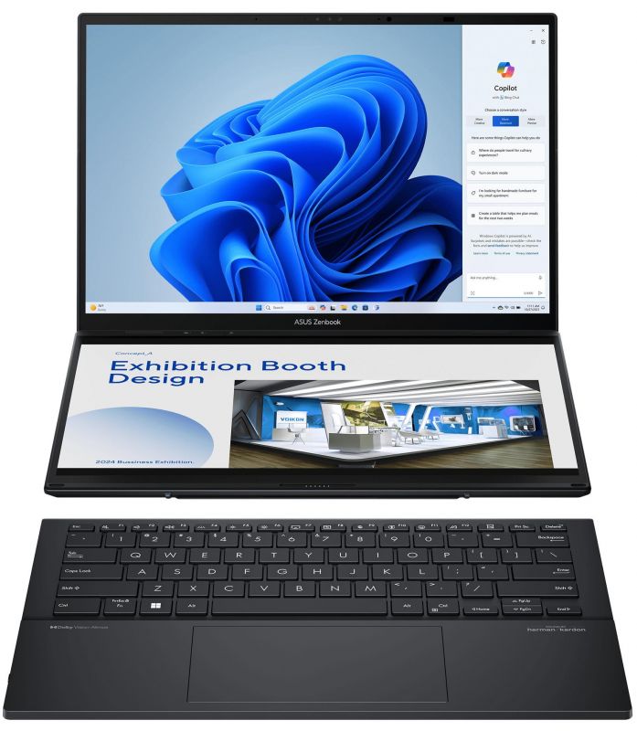 Ноутбук ASUS Zenbook Duo UX8406CA-PZ042X 14" 3K OLED, Intel Ultra 9 285H, 32GB, F2TB, UMA, Win11P, Сірий
