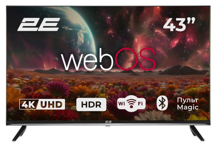 Телевізор 43" 2E LED 4K 60Hz Smart WebOS Black