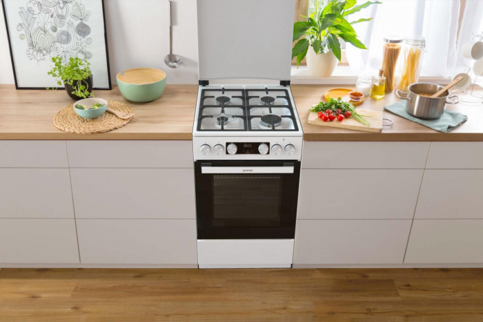 Плита Gorenje комбінована, 70л, 50x60см, IconLed, чавун, з кришкою, білий