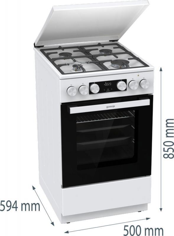 Плита Gorenje комбінована, 70л, 50x60см, IconLed, чавун, з кришкою, білий