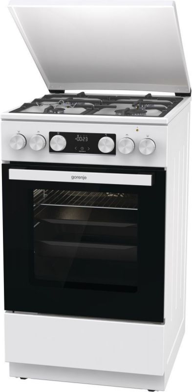 Плита Gorenje комбінована, 70л, 50x60см, IconLed, чавун, з кришкою, білий