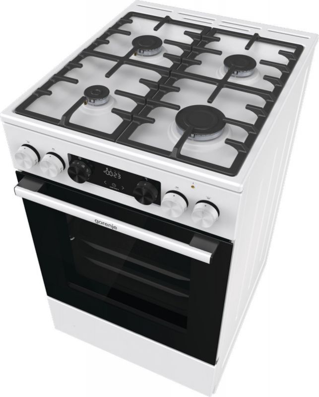 Плита Gorenje комбінована, 70л, 50x60см, дисплей, чавун, білий
