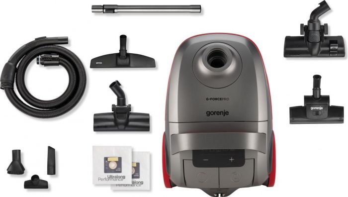Пилосос Gorenje мішковий, 700Вт, 3л, HEPA, щітка Xpand Zone, turbo brush, телескоп, чорний графіт