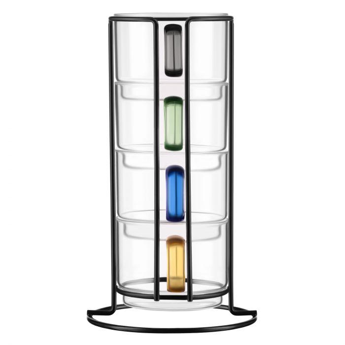 Набір чашок з підставкою Ardesto 350мл, 4шт, боросилікатне скло, прозорий