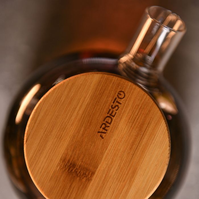 Заварник Ardesto Gemini 1000мл, боросилікатне скло, бамбук, прозорий