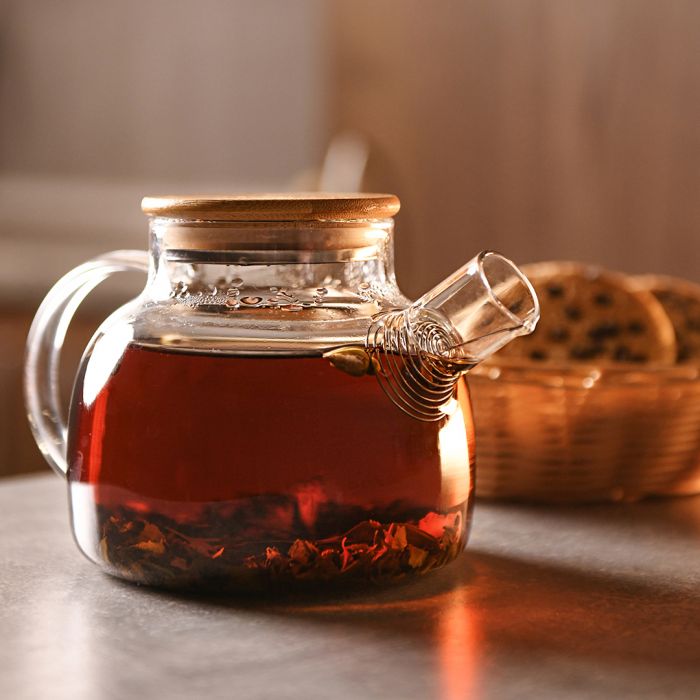 Заварник Ardesto Gemini 1000мл, боросилікатне скло, бамбук, прозорий