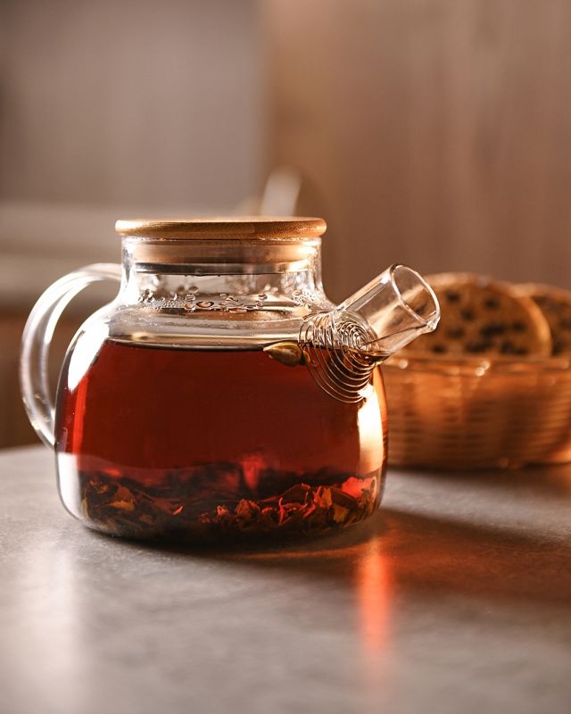 Заварник Ardesto Gemini 1000мл, боросилікатне скло, бамбук, прозорий