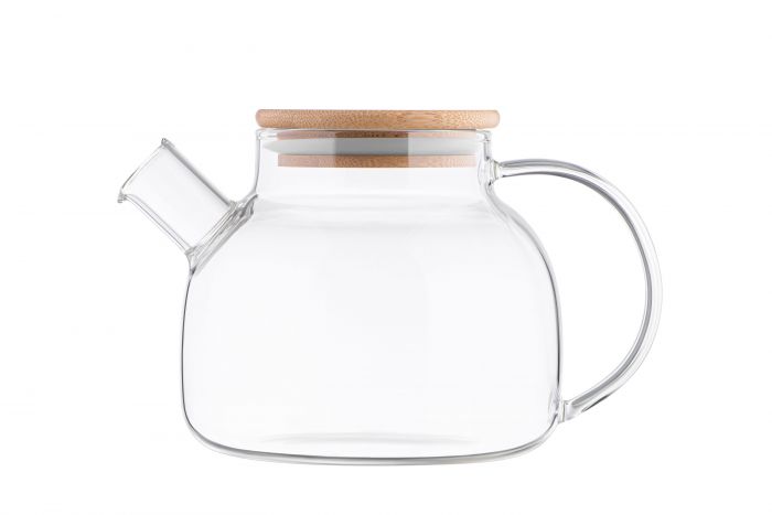 Заварник Ardesto Gemini 1000мл, боросилікатне скло, бамбук, прозорий
