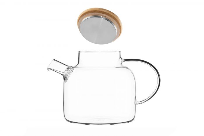 Заварник Ardesto Gemini 1200мл, боросилікатне скло, бамбук, прозорий