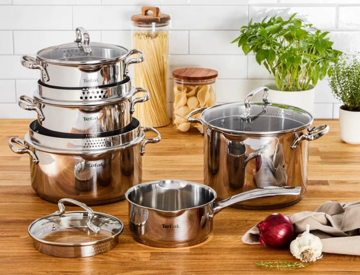 Набір посуду Tefal Duetto Plus, 10предметів, нержавіюча сталь, скло