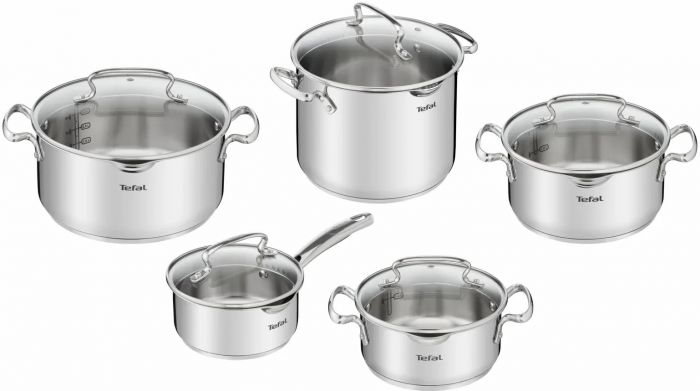 Набір посуду Tefal Duetto Plus, 10предметів, нержавіюча сталь, скло