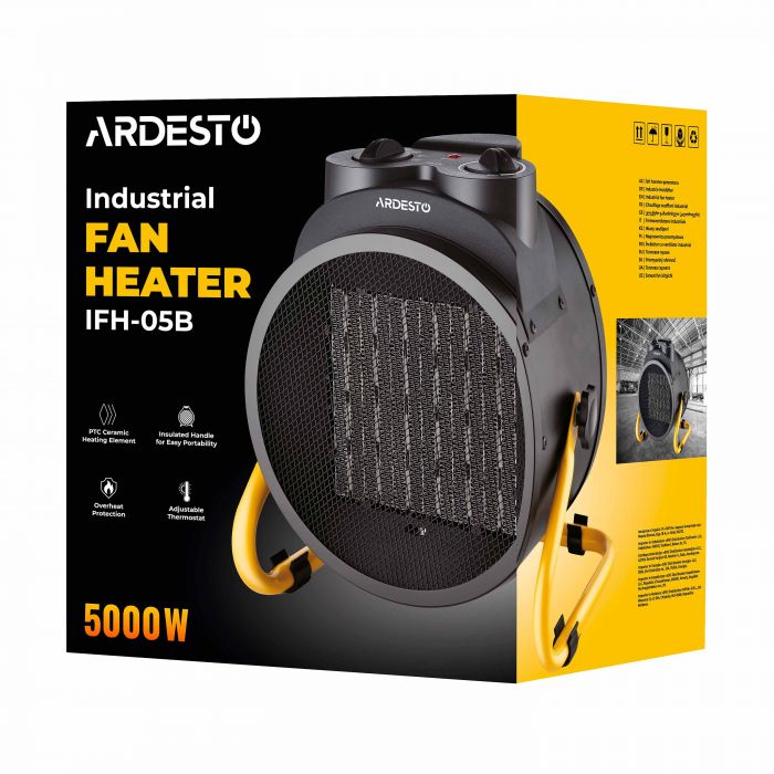 Теплова гармата електрична ARDESTO IFH-05B 5кВт, 50м2, 470м3/г, керамічний нагрів. елемент (PTC), чорний, 4кг