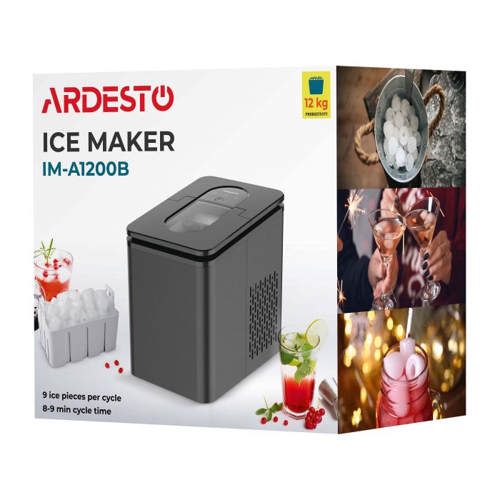 Льодогенератор побутовий ARDESTO, 12кг/добу, 1.8л, чорний