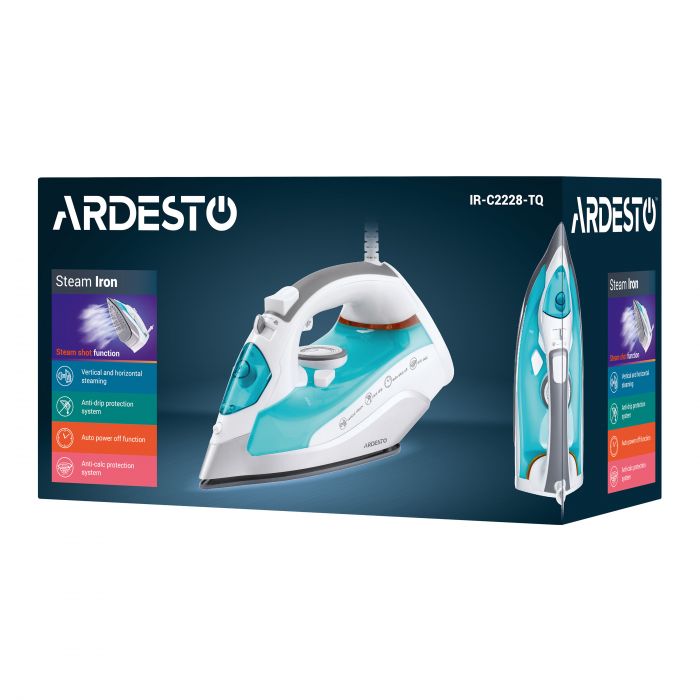 Праска Ardesto IR-C2228-TQ, 2200Вт, 280мл, паровий удар-100гр, керам. підошва,  голубий