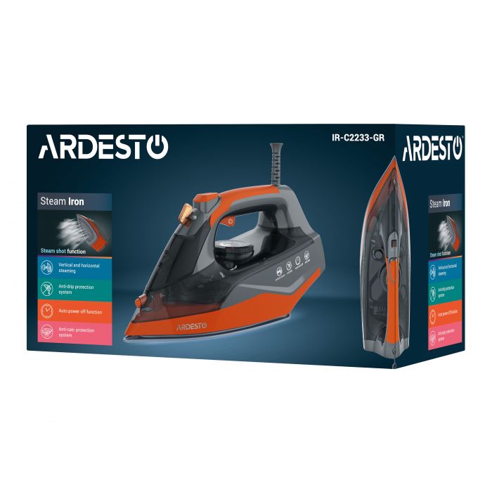 Праска Ardesto IR-C2233-GR, 2200Вт, 340мл, керам. підошва, чорно-помаранчевий