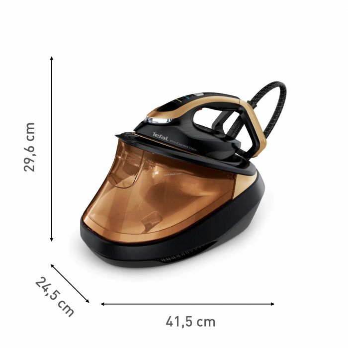 Праска-парогенератор Tefal Pro Express Vision, 3000Вт, 1200мл, паровий удар -800гр, постійна пара - 180гр, керам. підошва, чорно-золотий