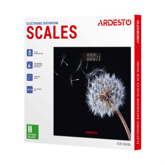 Ваги Ardesto підлогові BL, 150кг, AAAx2 в комплекті, скло, багатокольорові