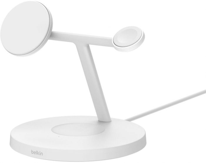 Зарядний пристрій бездротовий Belkin 3в1 Magnetic Pad Qi2 15Вт, білий