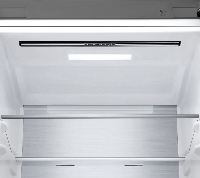 Холодильник LG з нижн. мороз., 203x60х68, холод.відд.-277л, мороз.відд.-110л, 2дв., А++, NF, інв., диспл зовн., Fresh Сonverter, Metal Fresh, сріблястий