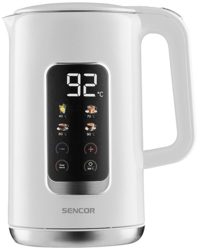Електрочайник Sencor 1.7л, Strix, LED дисплей, подвійні стінки, сенс. керування, білий
