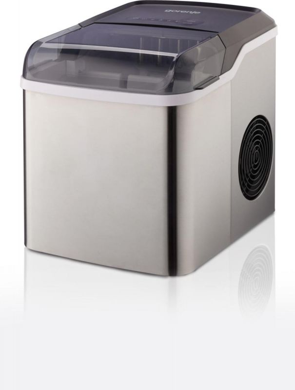 Льодогенератор побутовий Gorenje, 12кг/добу, 1,3л, дисплей, сріблясто - чорний