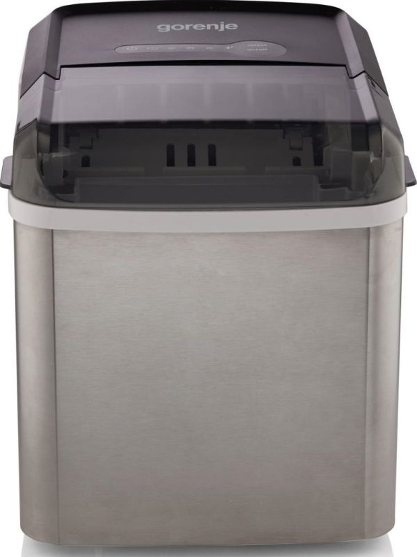 Льодогенератор побутовий Gorenje, 12кг/добу, 1,3л, дисплей, сріблясто - чорний