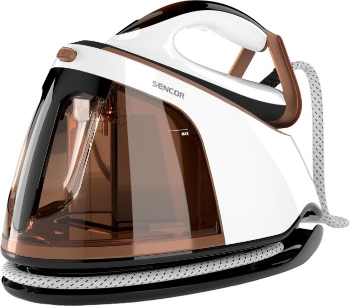 Праска-парогенератор Sencor, 3000Вт, 1500мл, паровий удар -430гр, постійна пара - 160гр, Anti-calc, керам. підошва, біло-коричневий