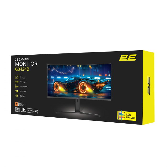 Монітор 2E GAMING 34" G3424B 2xHDMI, DP, VA, 3440x1440, 180Hz, 1ms, NTSC 85%, CURVED, FreeSync, HAS