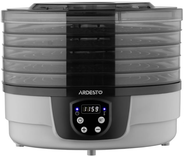 Сушарка для продуктів ARDESTO FDB-532TTC, 250Вт, піддонів -5x3см, діаметр-32см, макс-70°С, таймер, електр. управління, пластик , білий