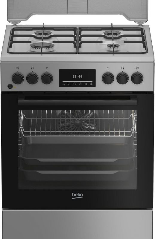 Плита Beko комбінована, 72л, 60x60см, дисплей, конвекція, сірий