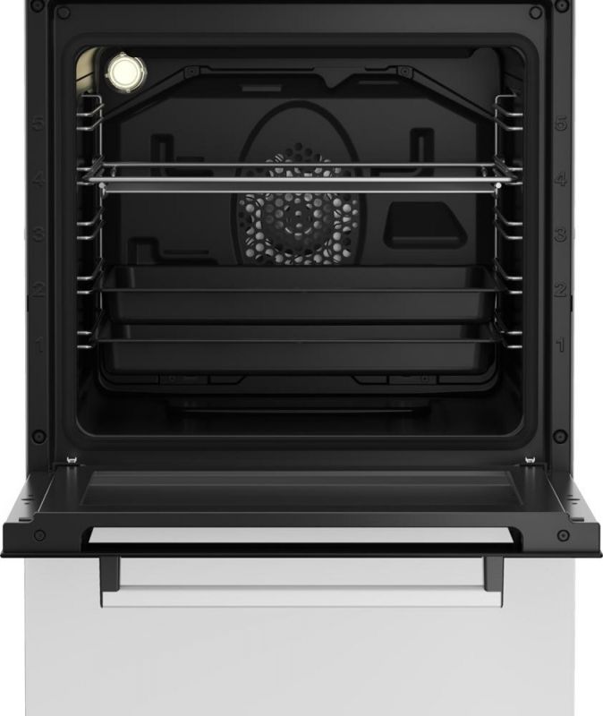 Плита Beko комбінована, 60л, 50x60см, дисплей, конвекція, чавун, білий