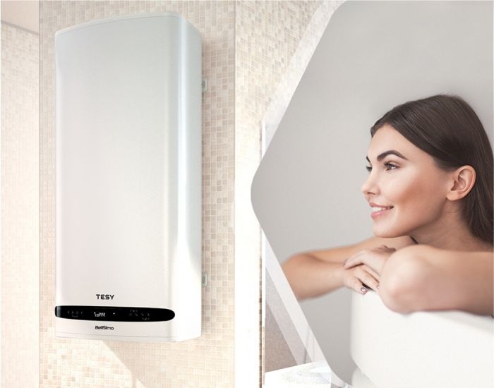 Водонагрівач електр. TESY Bellislimo Cloud плаский GCR 1002722 E31 ECW Wi-Fi, 100л, 2,2кВт, ун. монтаж, електр. кер-ння, B, білий