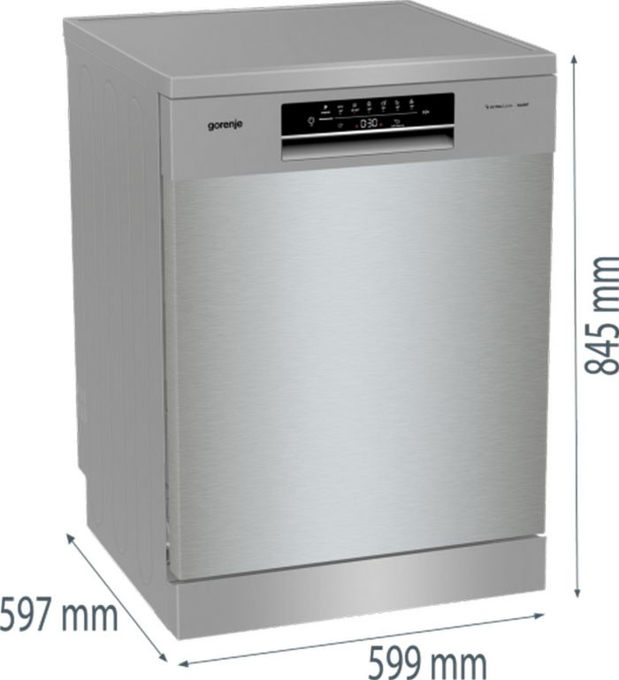 Посудомийна машина Gorenje, 16компл., A+++, 60см, дисплей, 3 кошика, AquaStop, сірий