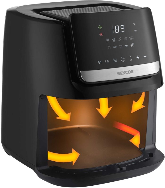 Мультипіч Sencor Vita Fryer, 1600Вт, чаша-6,5л, сенсорне керув., 10 програм, пластик, нерж. сталь-чорний