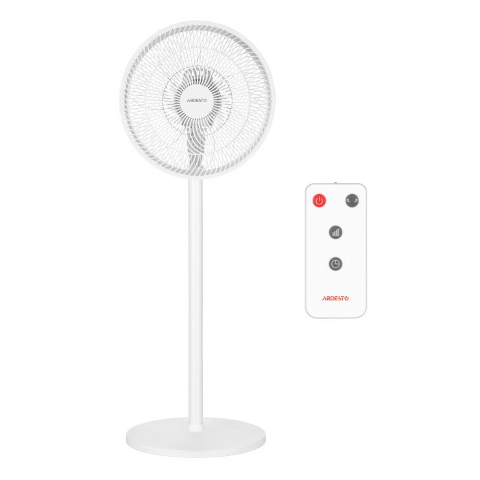Вентилятор ARDESTO FN-B1140R підлоговий, 40см, 55Вт, ел. кер-ня, дисплей, таймер, пульт ДК, опора кругла, білий